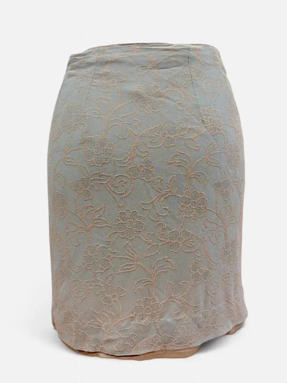 Vintage Dorothy Schoelen Platinum Silver Floral Jacquard Skirt Size 4